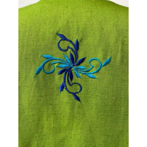 Allure Womens Jacket Green Blue Floral Long Sleeve Toggle Embroidered M - Picture 5 of 12